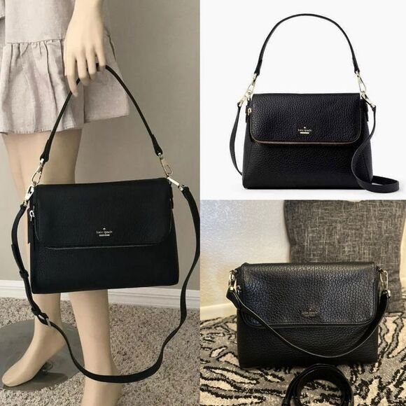 Kate Spade Carter Street Georgia Leather Shoulder Bag Crossbody Black - Picture 1 of 12